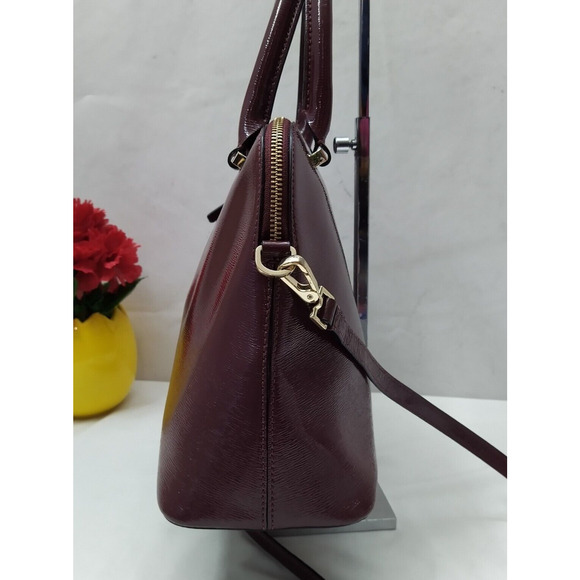 Kate Spade Plum Purple Patent Leather Top Handle Zipper Satchel Shoulder Bag - Picture 3 of 16